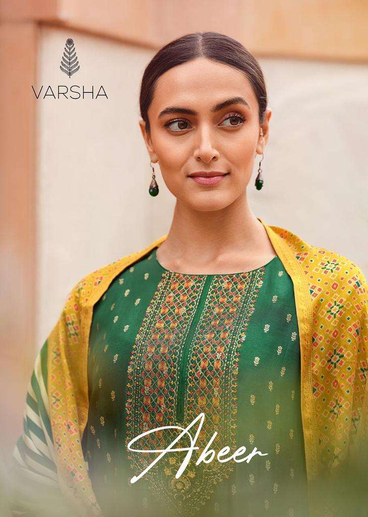 ABEER BY VARSHA 01 TO 05 SERIES RUSSIAN SILK EMBROIDERY DRESSES