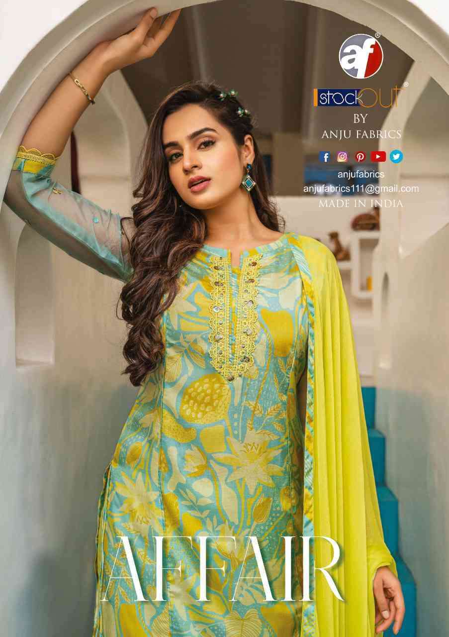 AFFAIR BY ANJU FABRICS 2721 TO 2726 SERIES VISCOSE SATIN SILK STITCHED DRESSES