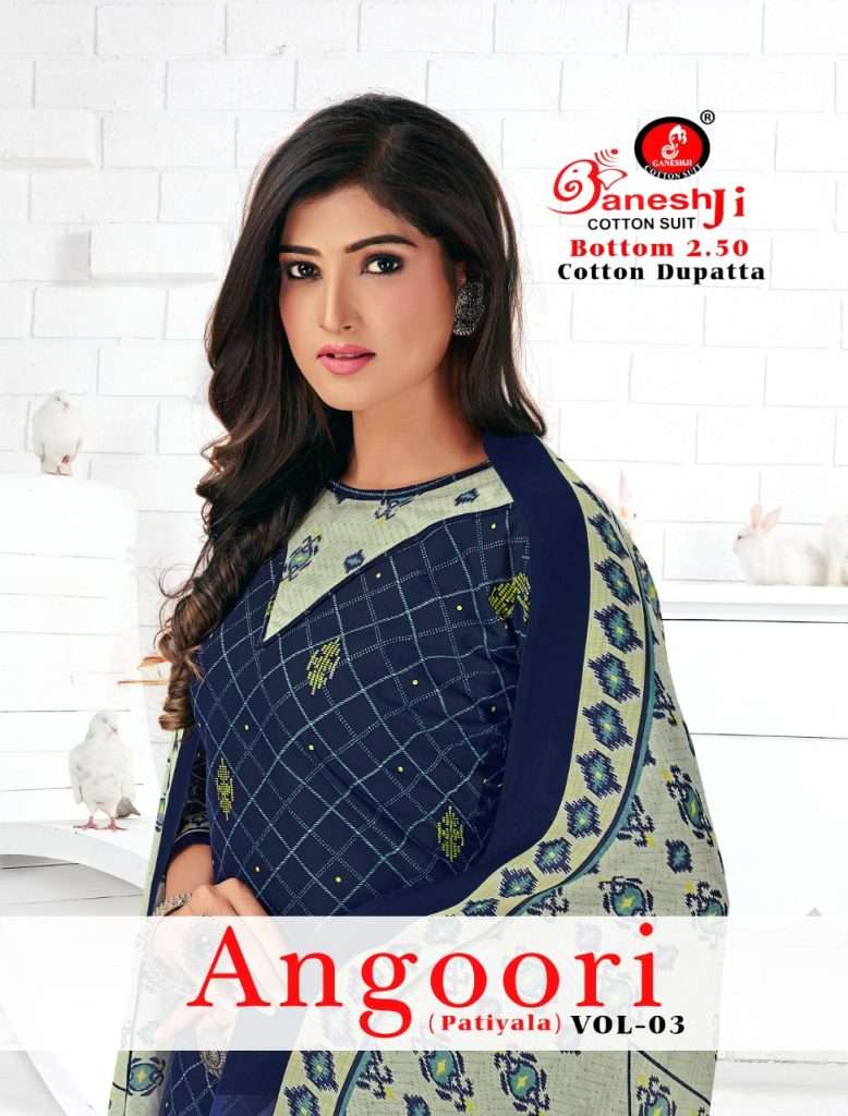 ANGOORI VOL-3 BY SHREE GANESH JI 3001 TO 3010 SERIES COTTON PRINT STITCHED DRESSES