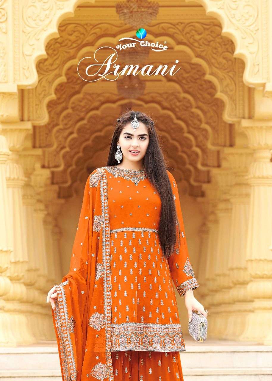 ARMANI BY YOUR CHOICE 3993 TO 3998 SERIES PURE GEORGETTE WORK SHARARA DRESSES