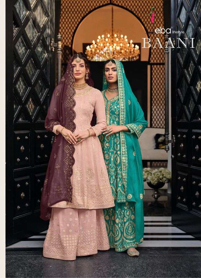 BAANI BY EBA LIFESTYLE 1443 TO 1445 SERIES GEORGETTE & CHINON WORK SHARARA DRESSES