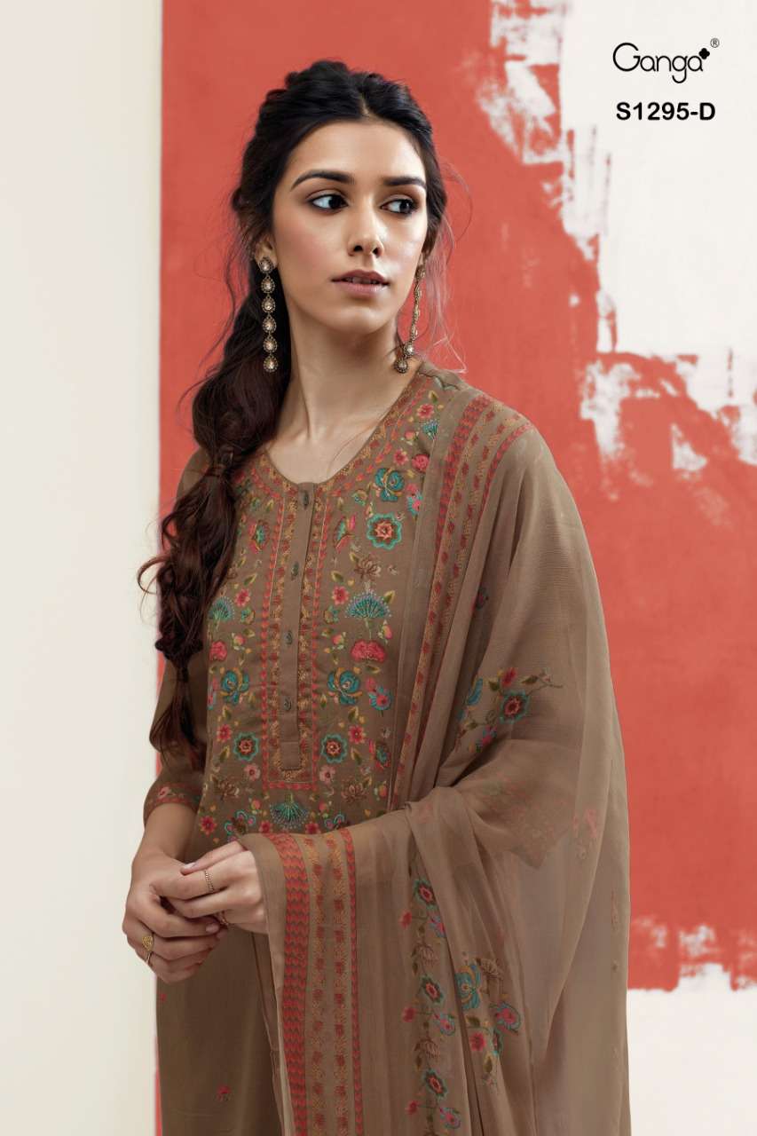 CHASNI BY GANGA FASHION 1295-A TO 1295-D SERISE PREMIUM SATIN WITH HAND WORK DRESSESE