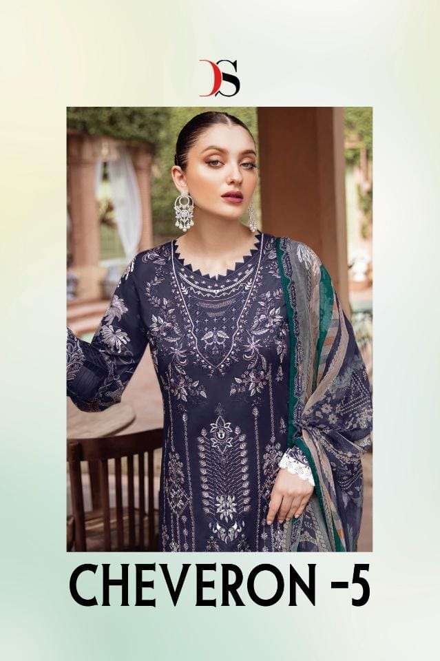 CHEVERON VOL-5 BY DEEPSY SUITS 2021 TO 2026 SERIES PURE COTTON PAKISTANI EMBROIDERY DRESSES