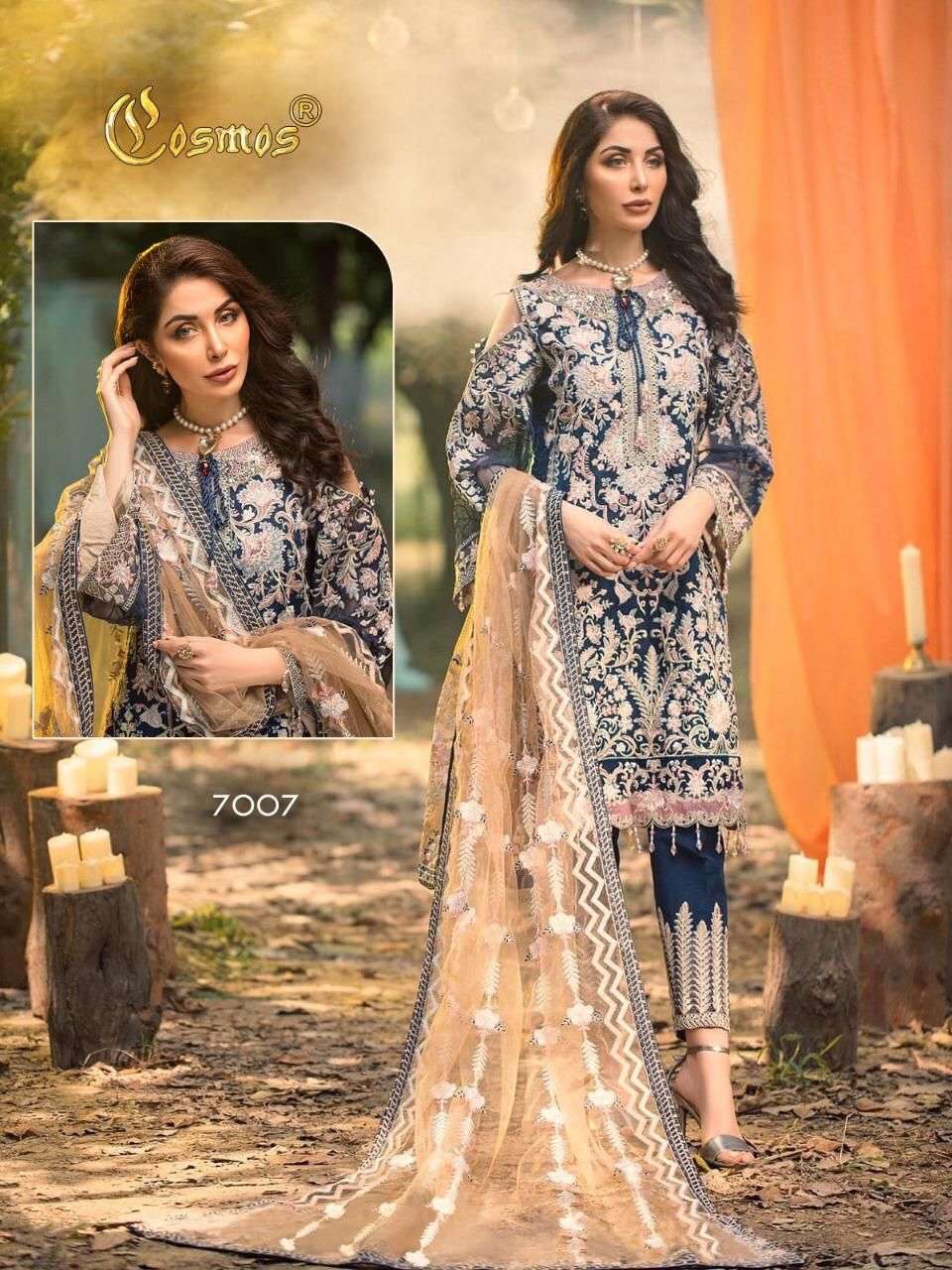 COSMOS 7007 HIT DESIGN BY COSMOS FAUX GEORGETTE WORK PAKISTANI DRESS