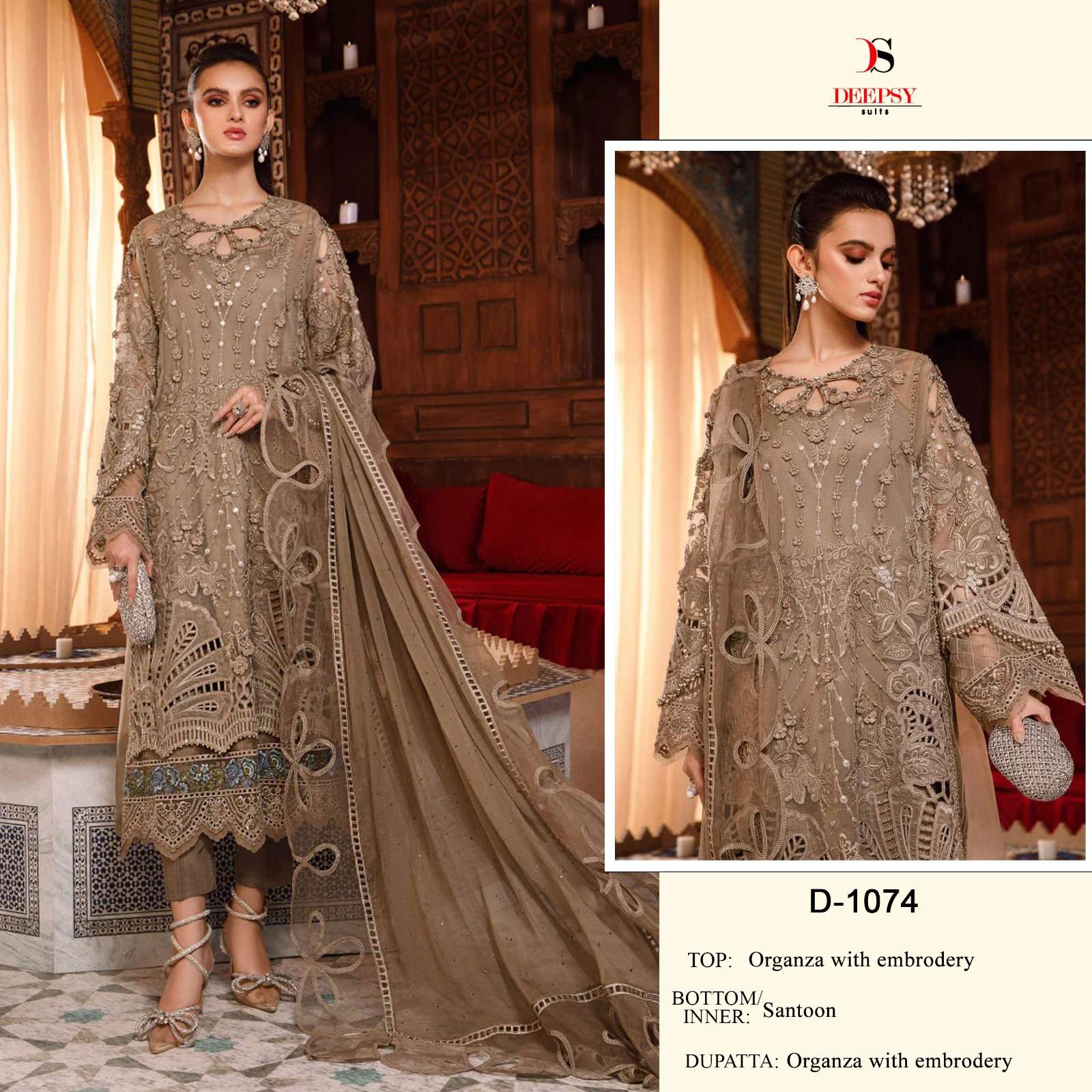 D-1074 HIT DESIGN BY DEEPSY SUITS ORGANZA WITH EMBROIDERY PAKISTANI DRESS