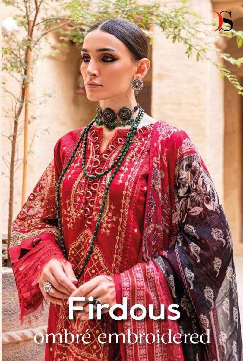 FIRDOUS BY DEEPSY SUITS 2031 TO 2037 SERIES PURE COTTON HEAVY EEMBROIDERY WORK DRESSES