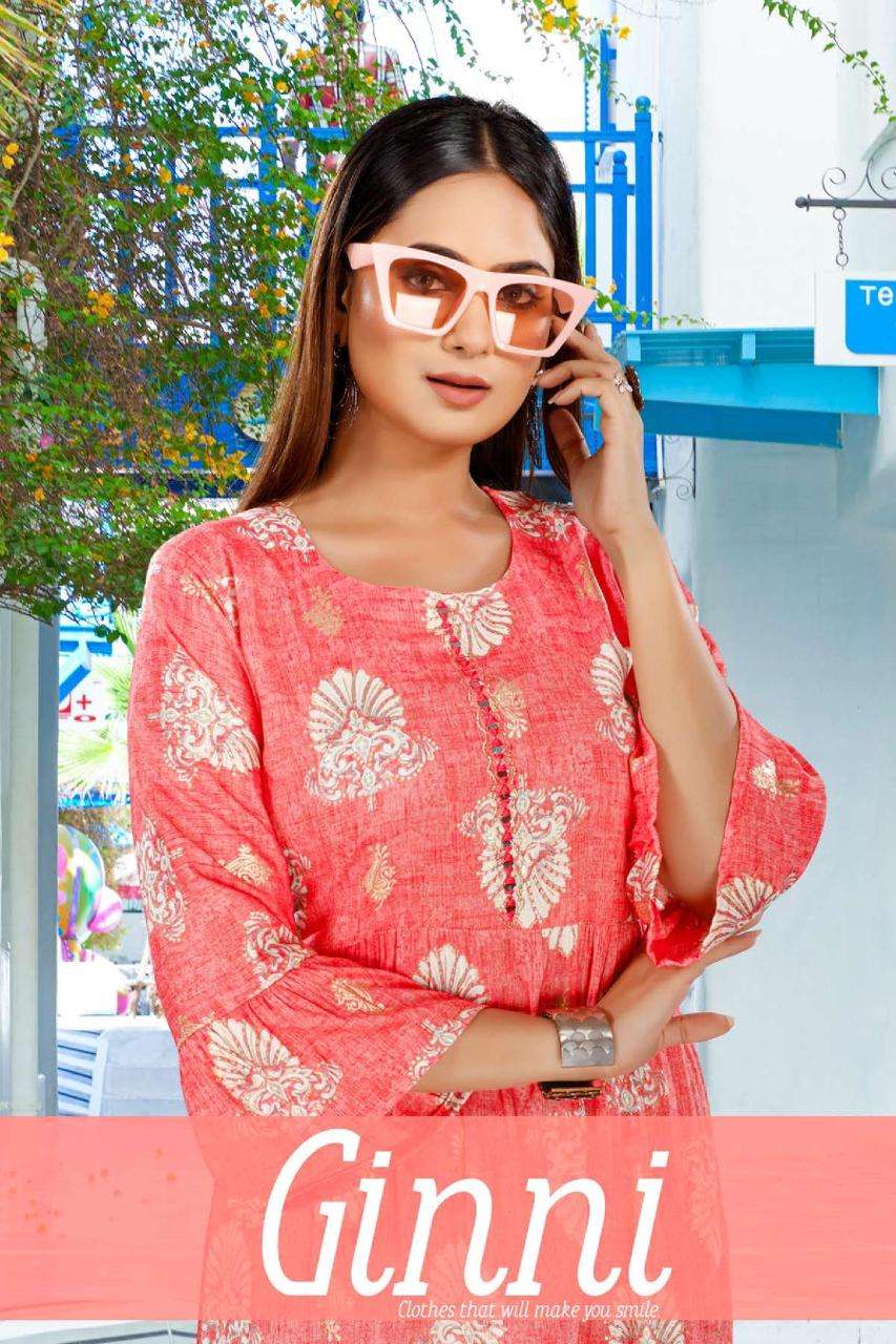 GINNI BY AQSAWHOLESALE 8248 TO 8248-I SERIES RAYON HAND WORK KURTIS