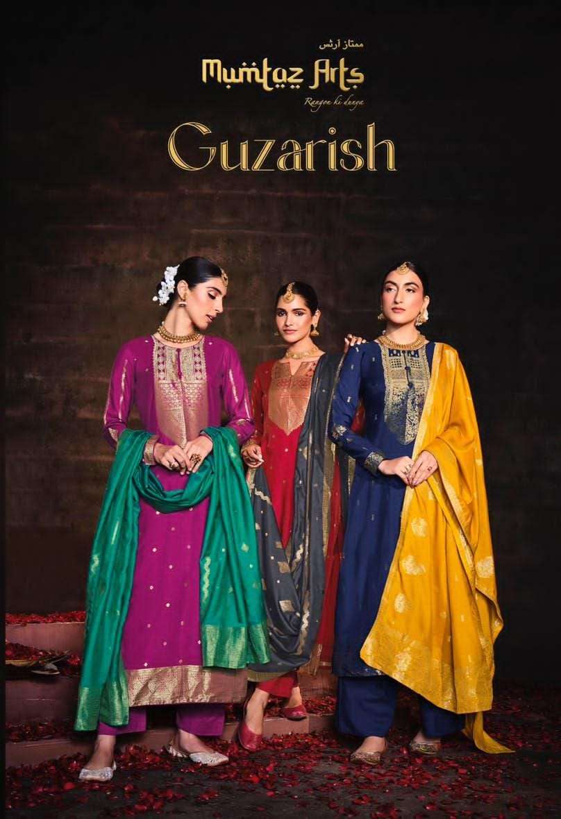 GUZARISH BY MUMTAZ ARTS 3001 TO 3006 SERIES PURE VISCOSE DOLA JACQUARD WORK DRESSES