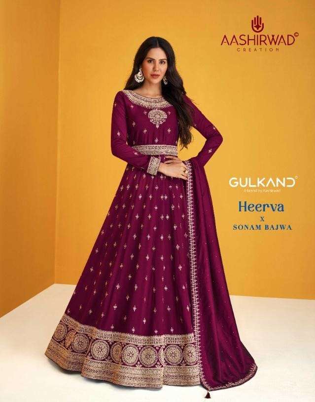 HEERVA BY AASHIRWAD CREATOIN 9229 TO 9233 SERIES REAL GEORGETTE WORK DRESSES