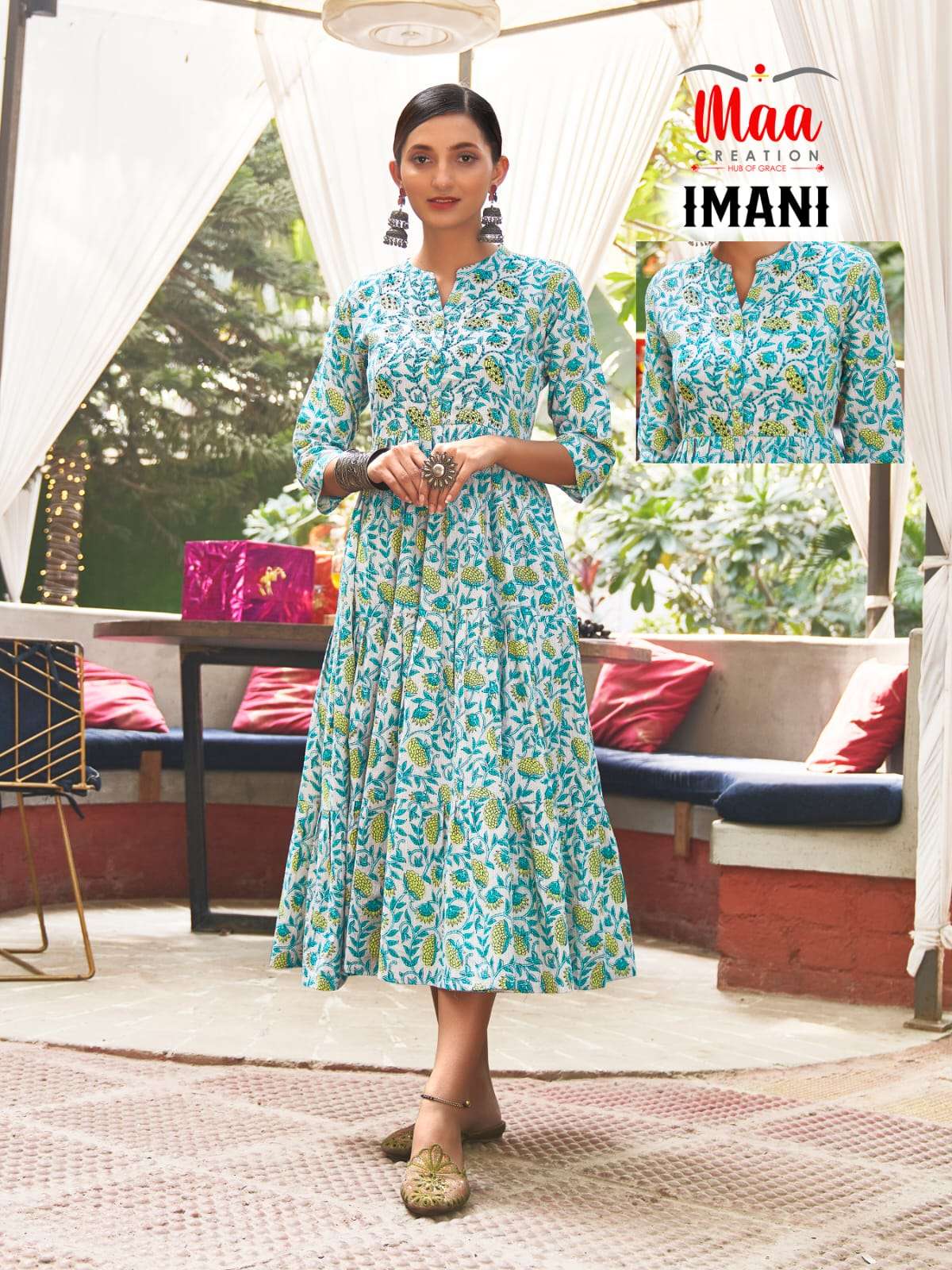 IMANI BY MAA CREATION COTTON JACQUARD HAND WORK KURTI