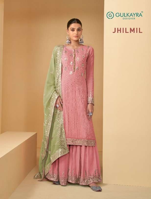 JHILMIL BY GULKAYRA DESIGNER 7187-A TO 7187-D SERIES REAL GEORGETTE STITCHED DRESSES