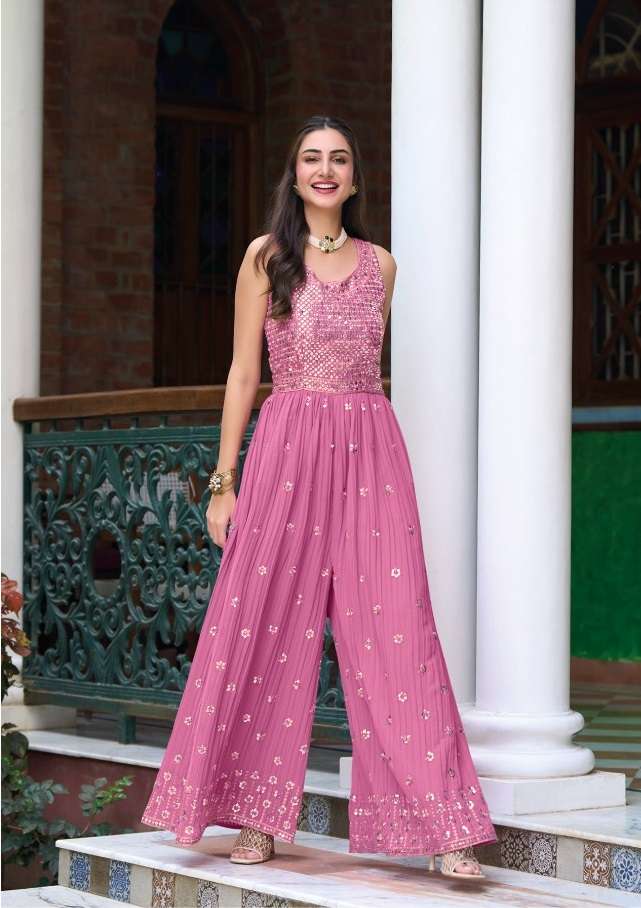 JUMPSUIT VOL-4 BY ZAVERI 1101 TO 1104 SERIES GEORGETTE EMBROIDERY JUPSUITS