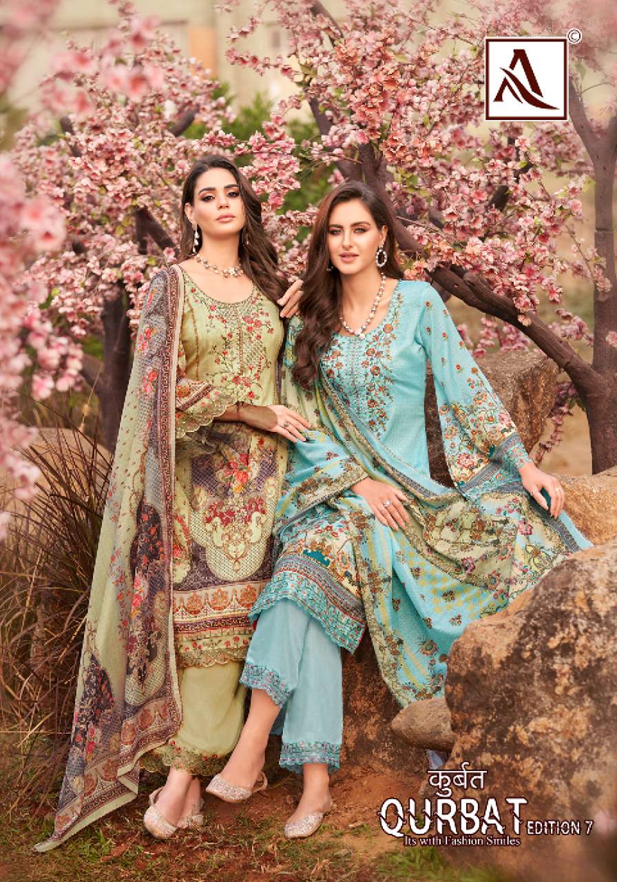 KURBAT-7 BY ALOK SUIT 1158-001 TO 115808 SERRIES ZAM COTTON PAKISTANI PRINT DRESSES