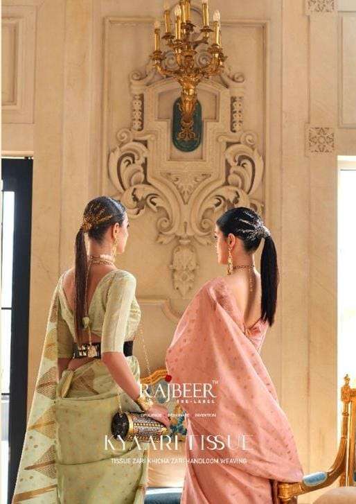 KYAARI TISSUE BY RAJBEER 8001 TO 8007 SERIES KHICHA ZARI TISSUE WORK SAREES