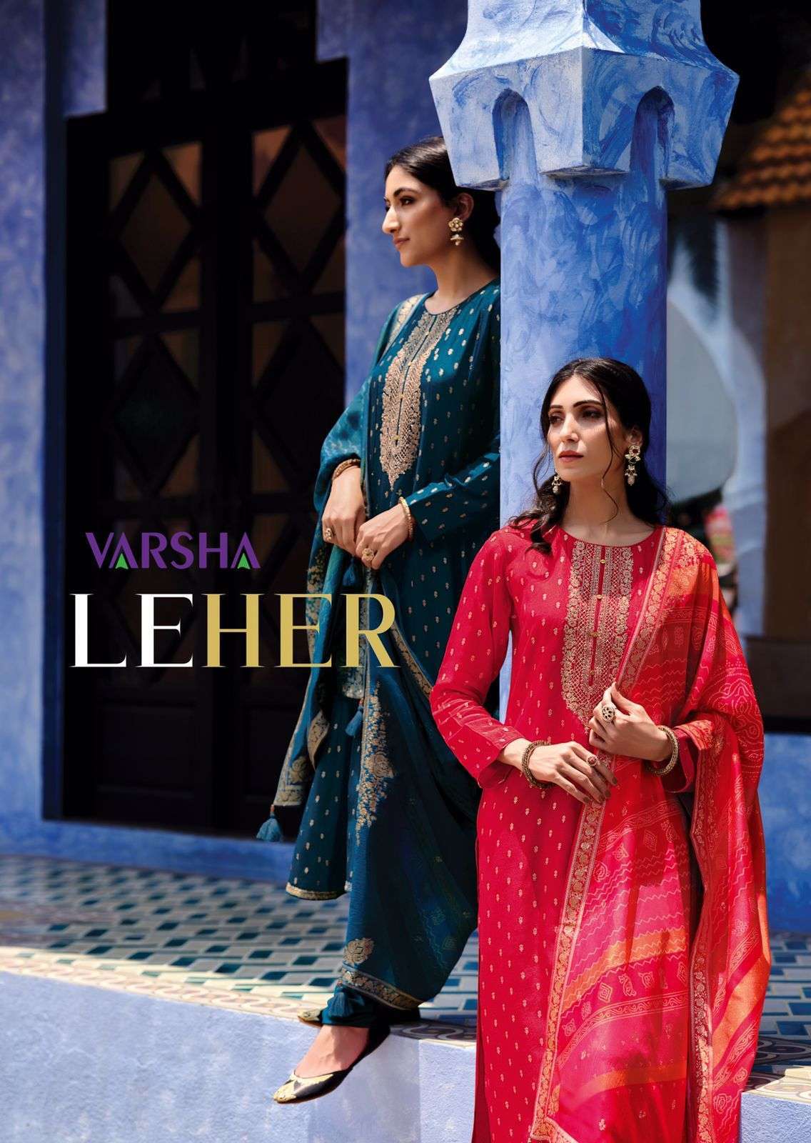 LEHER BY VARSHA 01 TO 04 SERIES VISCOSE EMBROIDERY DRESSES