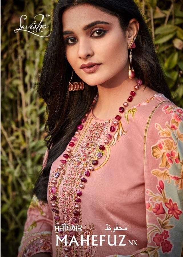 MAHEFUZ NX BY LEVISHA 113 TO 119 SERISE COTTON SATIN PAKISTANI EMBROIDERY DRESSES