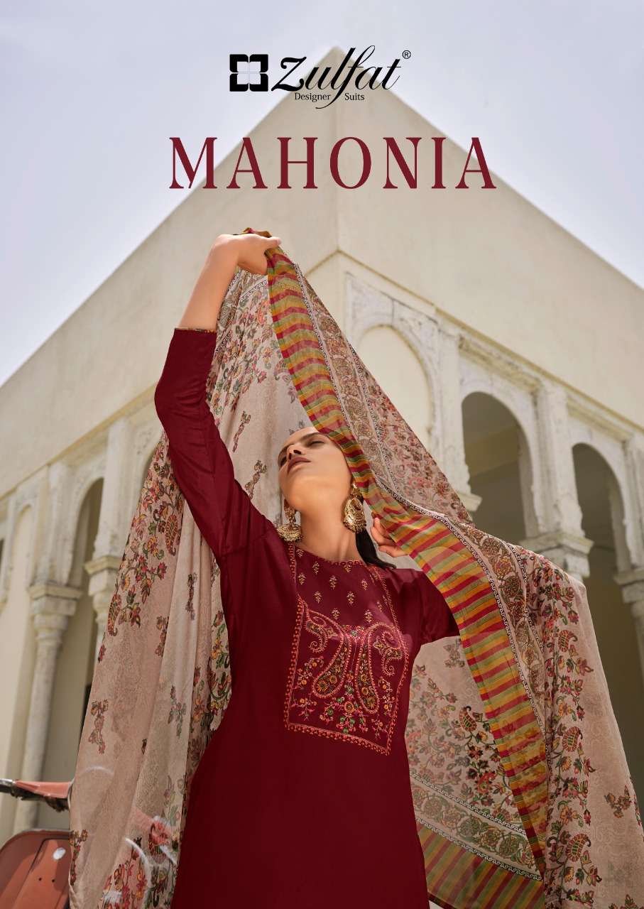 MAHONIA VOL 3 BY  ZULFAT DESIGENR SUITS 468-001 TO 468-110 SERIES PURE JAM COTTON HEAVY EMBROIDERY D...