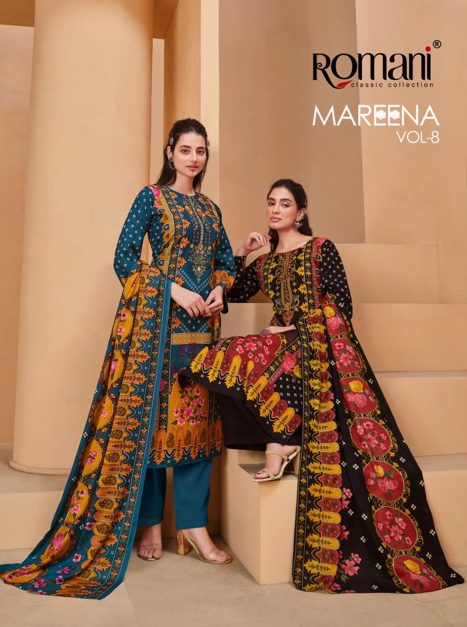 MAREENA VOL-8 BY ROMANI 1071-001 TO 1071-010 SERIES COTTON EMBROIDERY DRESSES