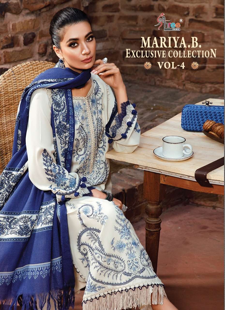 MARIYA.B. EXCLUSIVE COLLECTION VOL-4 BY SHREE FABS 2491 TO 2498 SERIES COTTON PAKISTANI DRESSES