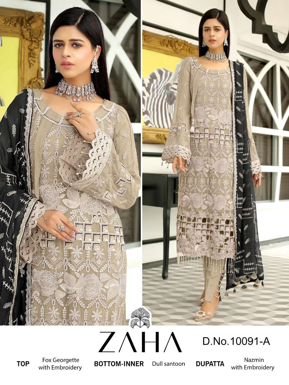 MARYAM COL-2 BY ZAHA 10091-A TO 10091-D GEORGETTE WITH HEAVY EMBROIDERED DRESSES