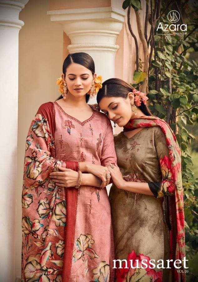 MUSSARET VOL-20 BY RADHIKA FASHION 45001 TO 45008 SERIES COTTON SATIN WORK DRESSES