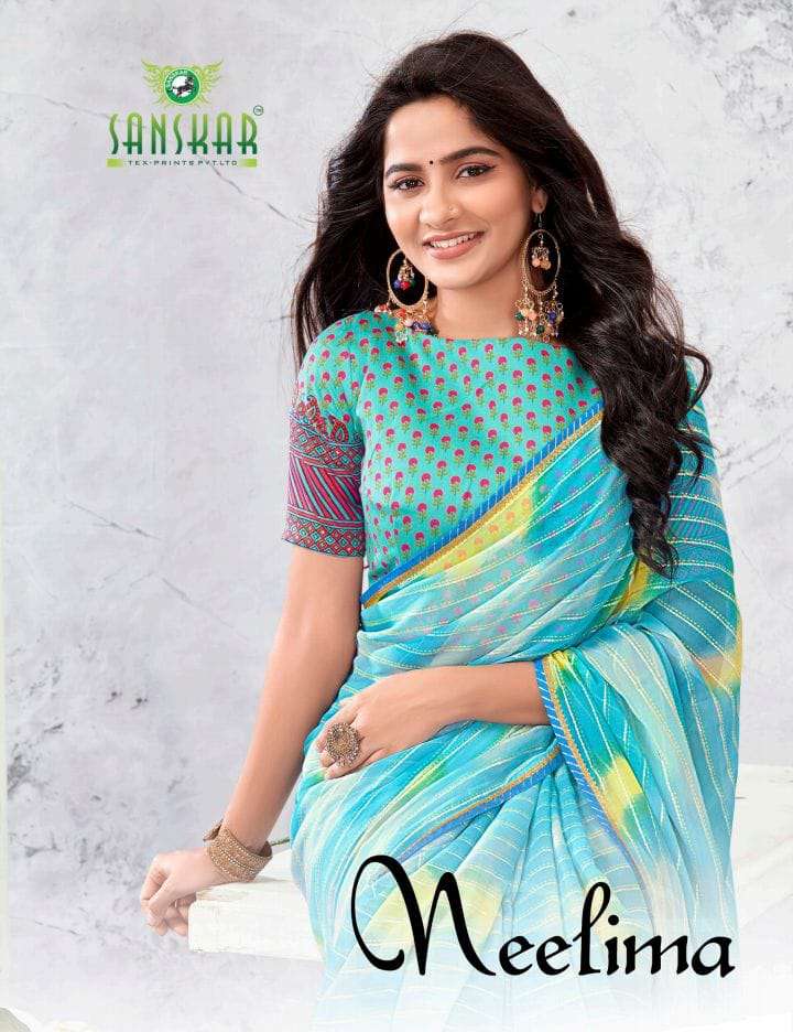 NEELIMA BY SANSKAR TEX PRINT 80101 TO 80108 SERISE GEORGETTE FOIL WORK SAREES