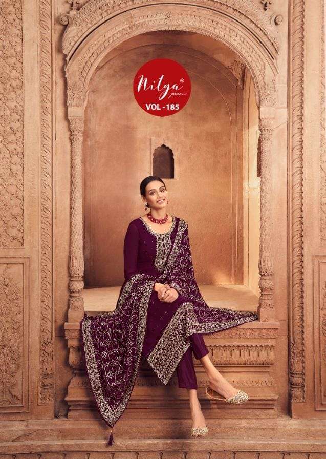 NITYA VOL-185 BY LT FABRICS 85001 TO 35006 SERIES GEORGETTE WITH EMBROIDERY WORK DRESSES