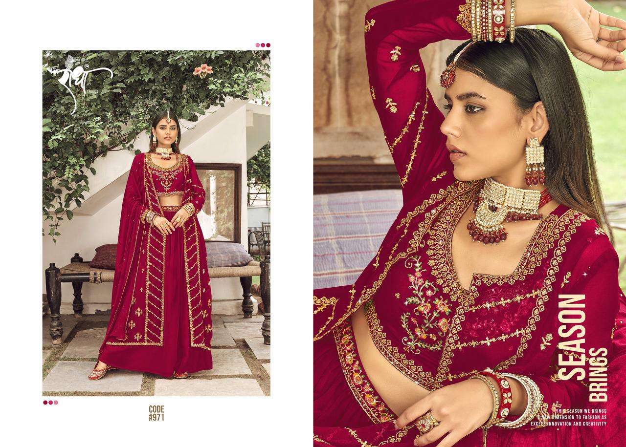 RAAS LEELA BY RADHA TRENDZ 971 TO 974 SERIES GEORGETTE HEAVY WORK SHARARA DRESSES