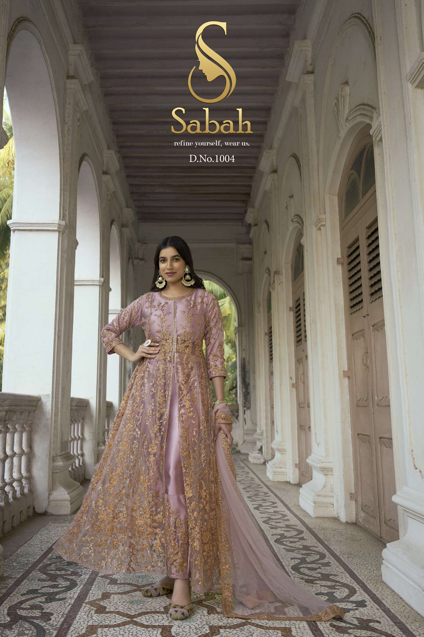 RUKSAAR BY SABAH 1001 TO 1004 SERIES BUTERFLY NET EMBROIDERY DRESSES