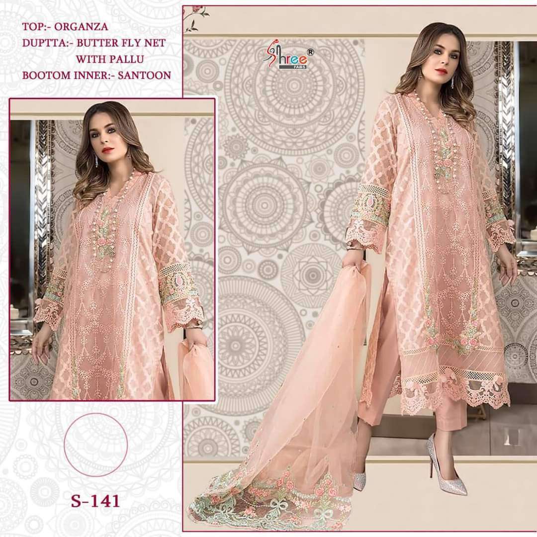 S-141 HIT DESIGN BY SHREE FABS ORGANZA EMBROIDERY PAKISTANI DRESS