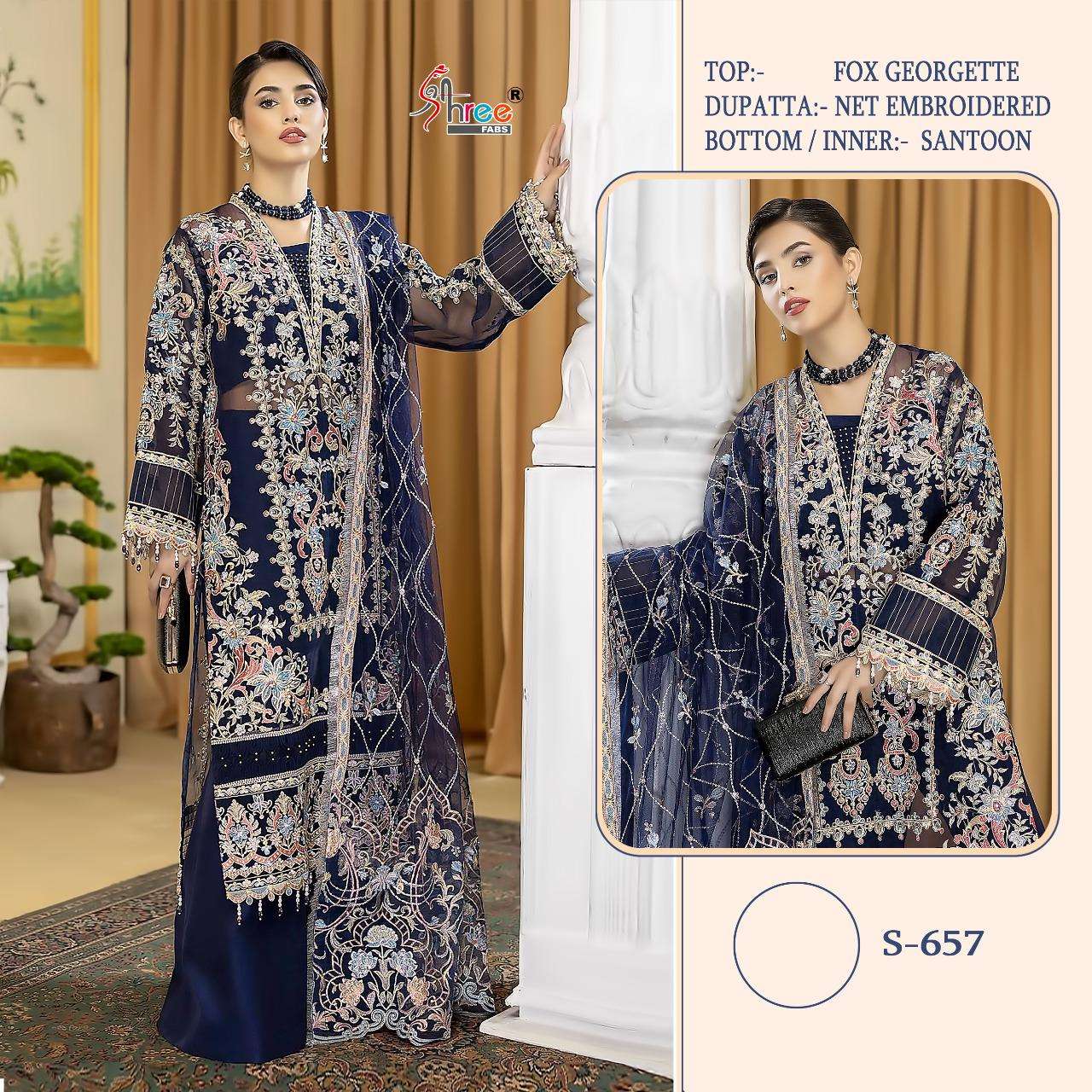 s-657 HIT DESIGN BY SHREE FABS FAUX GEORGETTE EMBROIDERY PAKISTANI DRESS