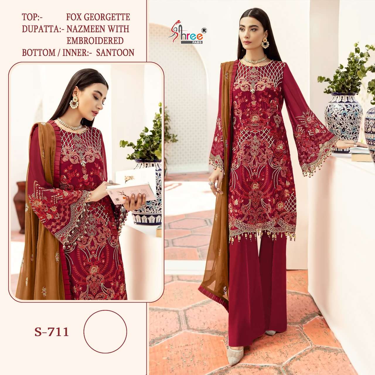 S-711 HIT DESIGN BY SHREE FABS FAUX GEORGETTE EMBROIDERY PAKISTANI DRESS