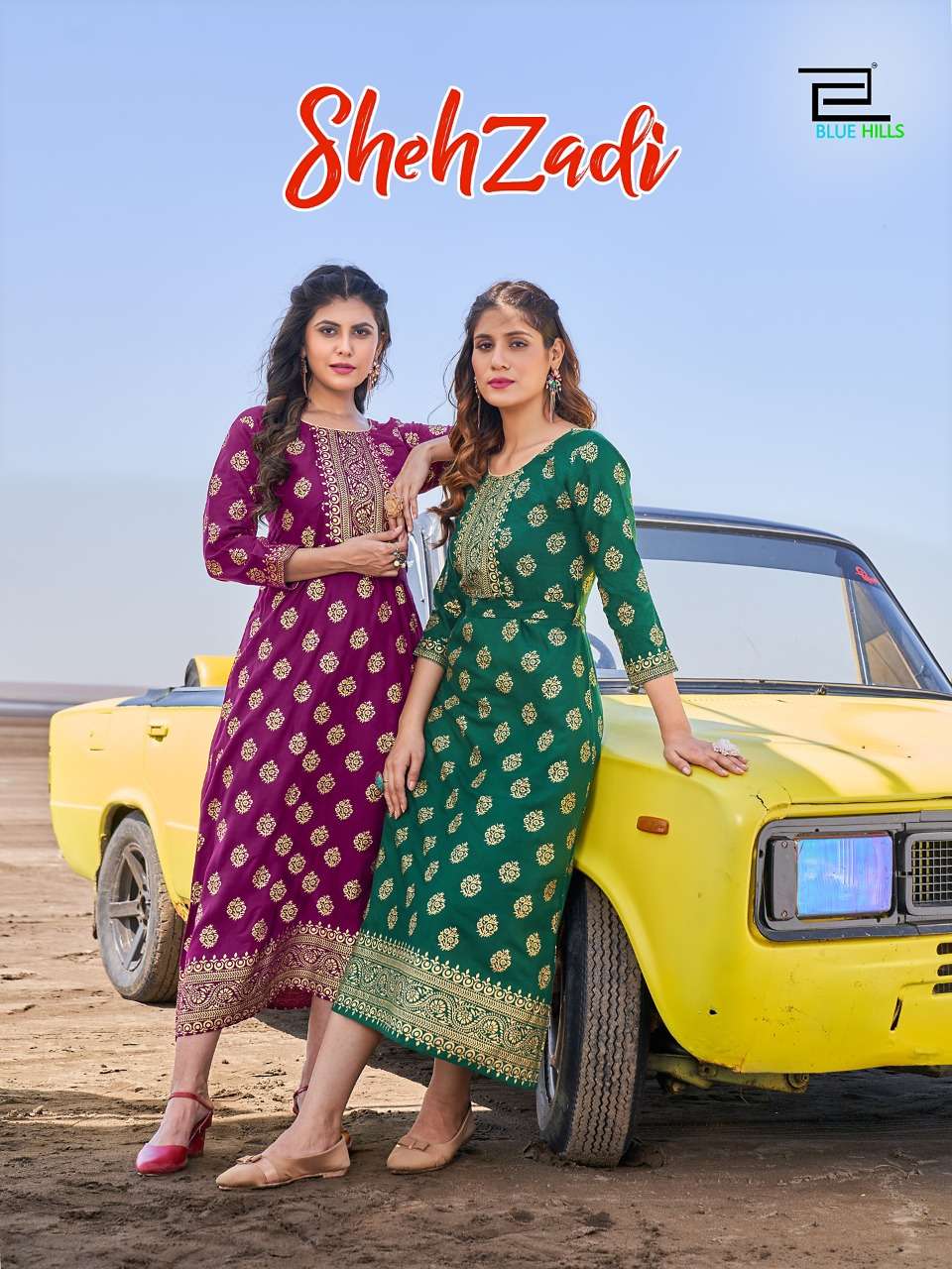 SHEHZADI BY BLUE HILLS 1001 TO 1006 SERIES RAYON MILL FOIL PRINT WORK KURTIS