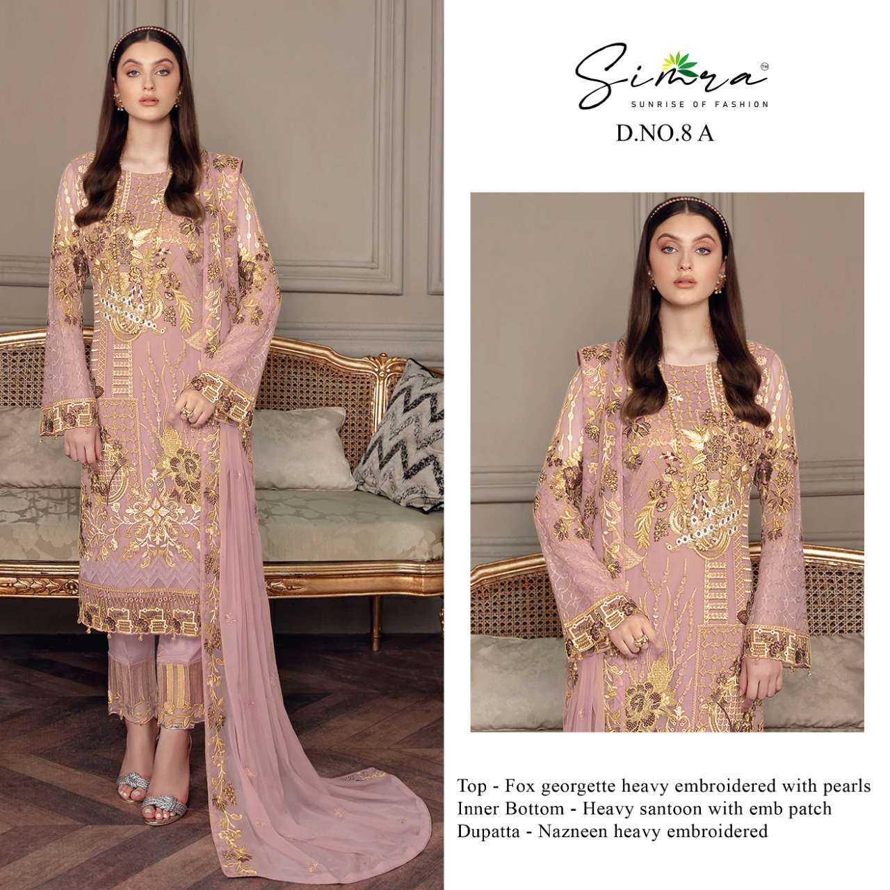 SIMRA D.NO. 8 COLOURS BY SIMRA 8-A TO -D SERIES FAUX GEORGETTE PAKISTANI DRESSES