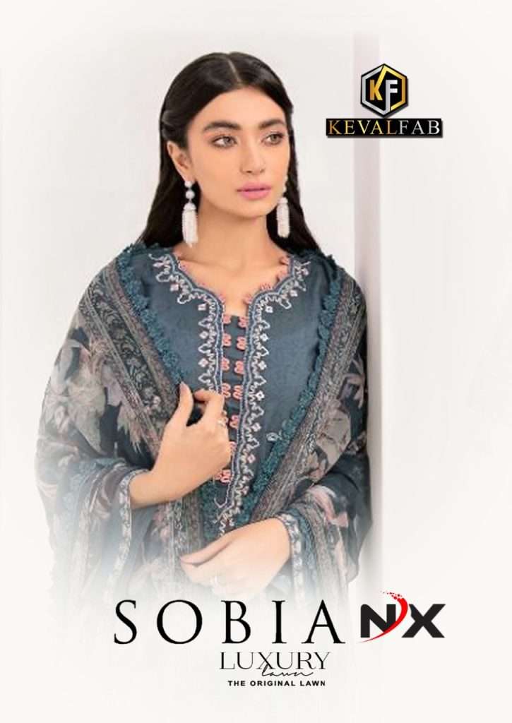 SOBIA LUXURY LAWN NX BY KEVAL FAB 1001 TO 1006 SERIES HEAVY COTTON PAKISTANI DRESSES