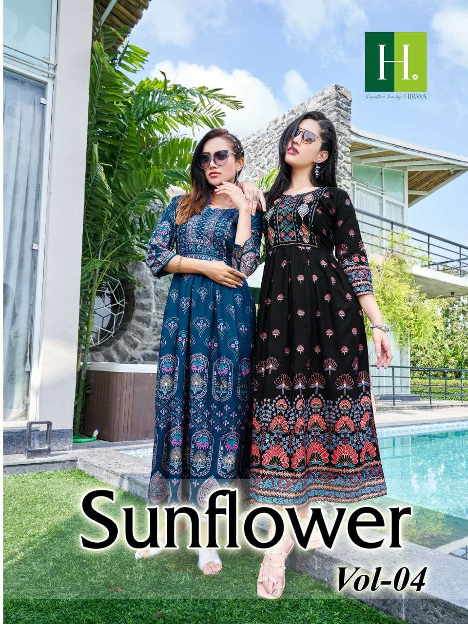 SUNFLOWER VOL-4 BY H DOT RAYON PRINT LONG GOWNS