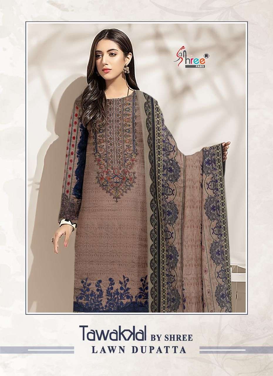 TAWAKKAL BY SHREE FABS 2514 TO 2521 SERIES PURE JAM COTTON PRINT SELF EMBRODERY  WORK DRESSES