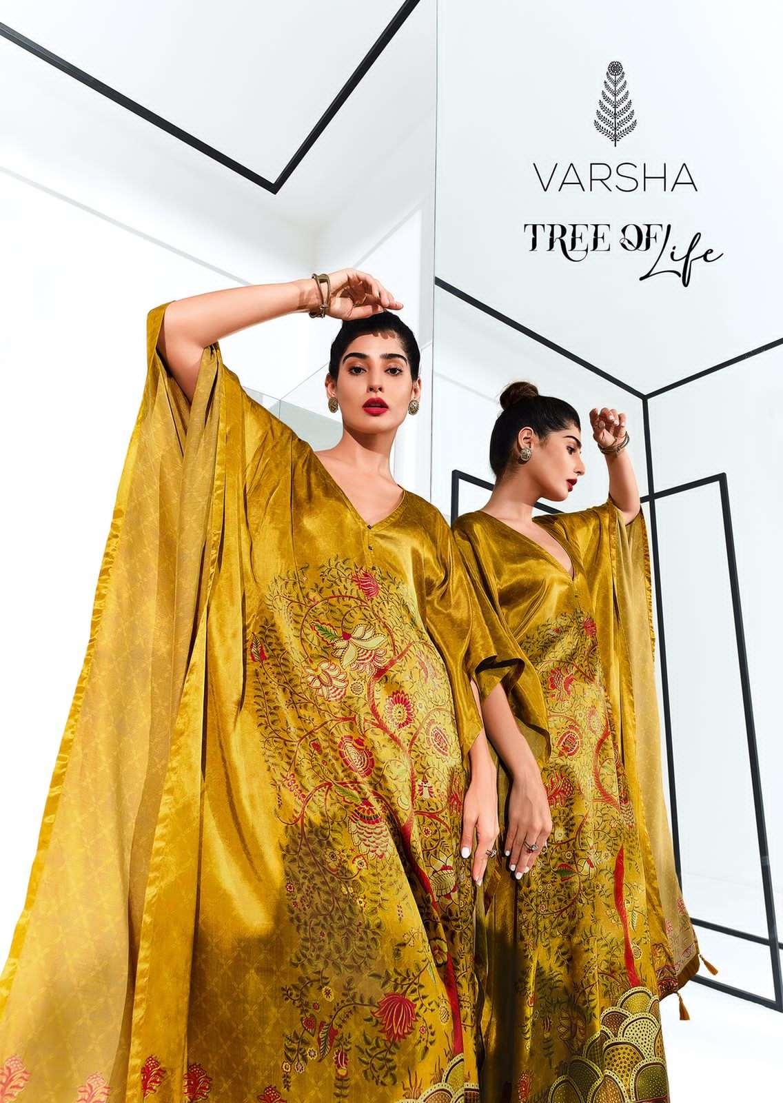 TREE OF LIFE BY VARSHA 01 TO 05 SERISE GAJI SILKE MBRODERY WORK KAFTAN DRESSES