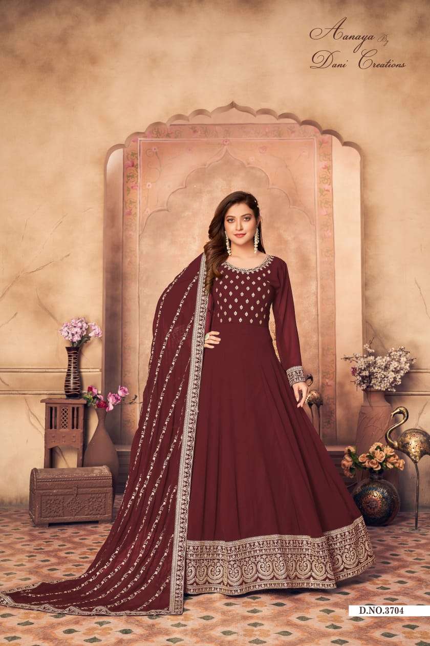 AANAYA VOL-137 BY TWISHA 3701 TO 3704 SERIES FAUX GEORGETTE WORK ANARKALI DRESSES