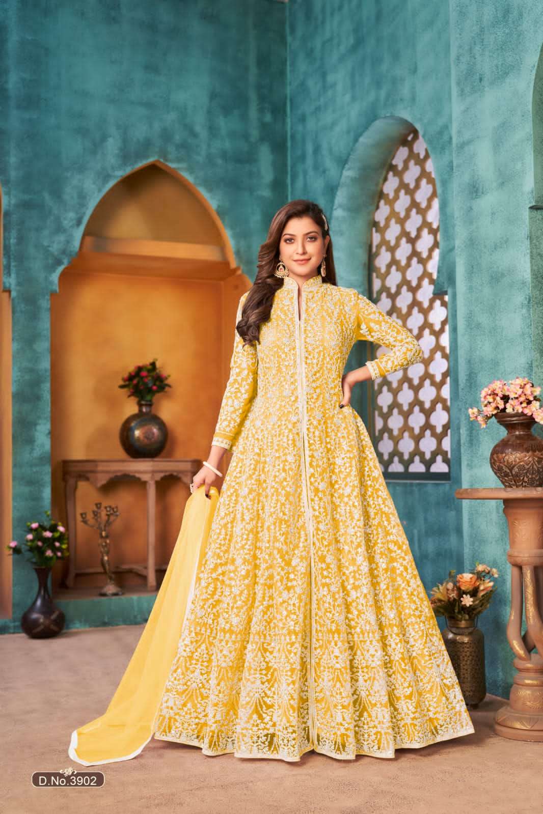 AANAYA VOL-139 BY TWISHA 3901 TO 3904 SERIES NET CORDING HEAVY WORK ANARKALI DRESSES