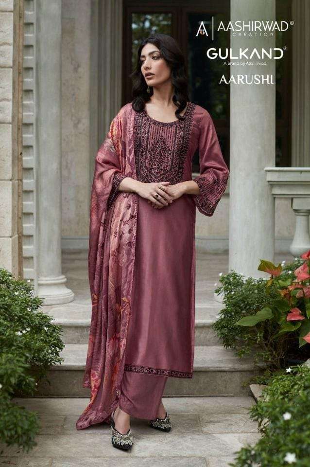 AARUSHI BY AASHIRWAD CREATION 9477 TO 9481 SERIES PREMIUM DREAM SILK WORK DRESSES