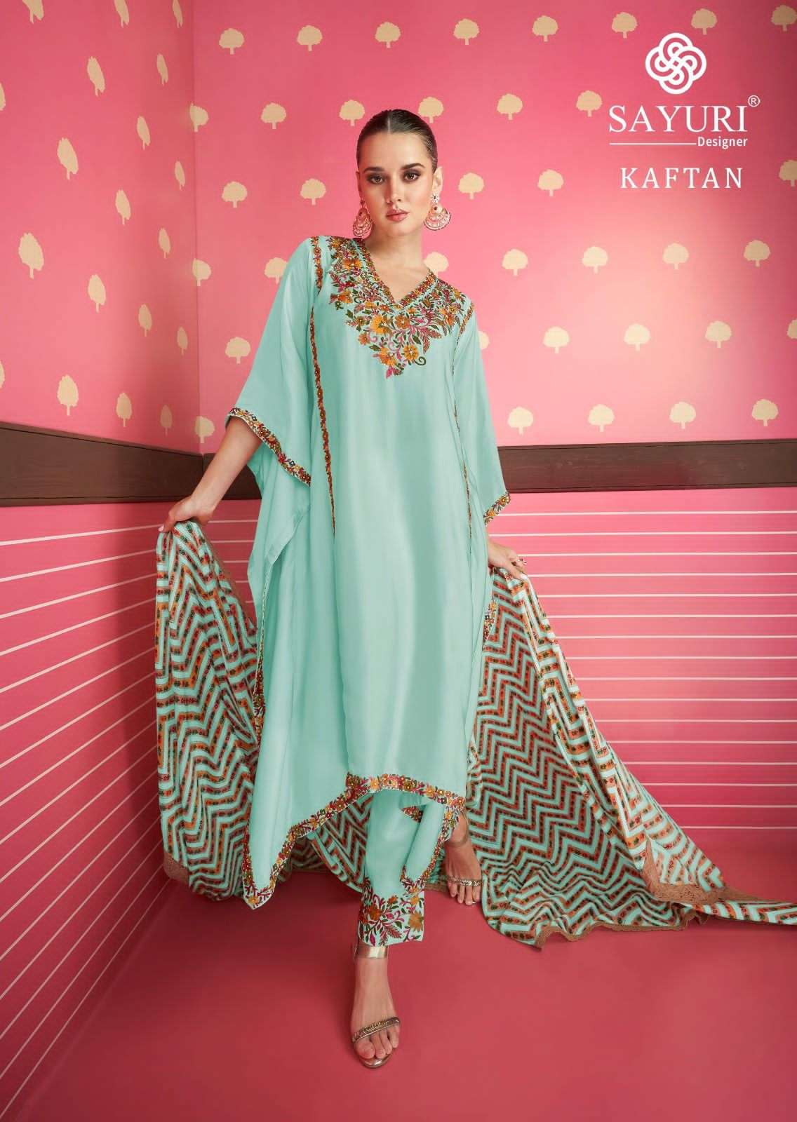 ADONIA KAFTAN COLOURS BY SAYURI 5215 TO 5215-C SERIES SILK SATIN STITCHED KAFTAN DRESSES