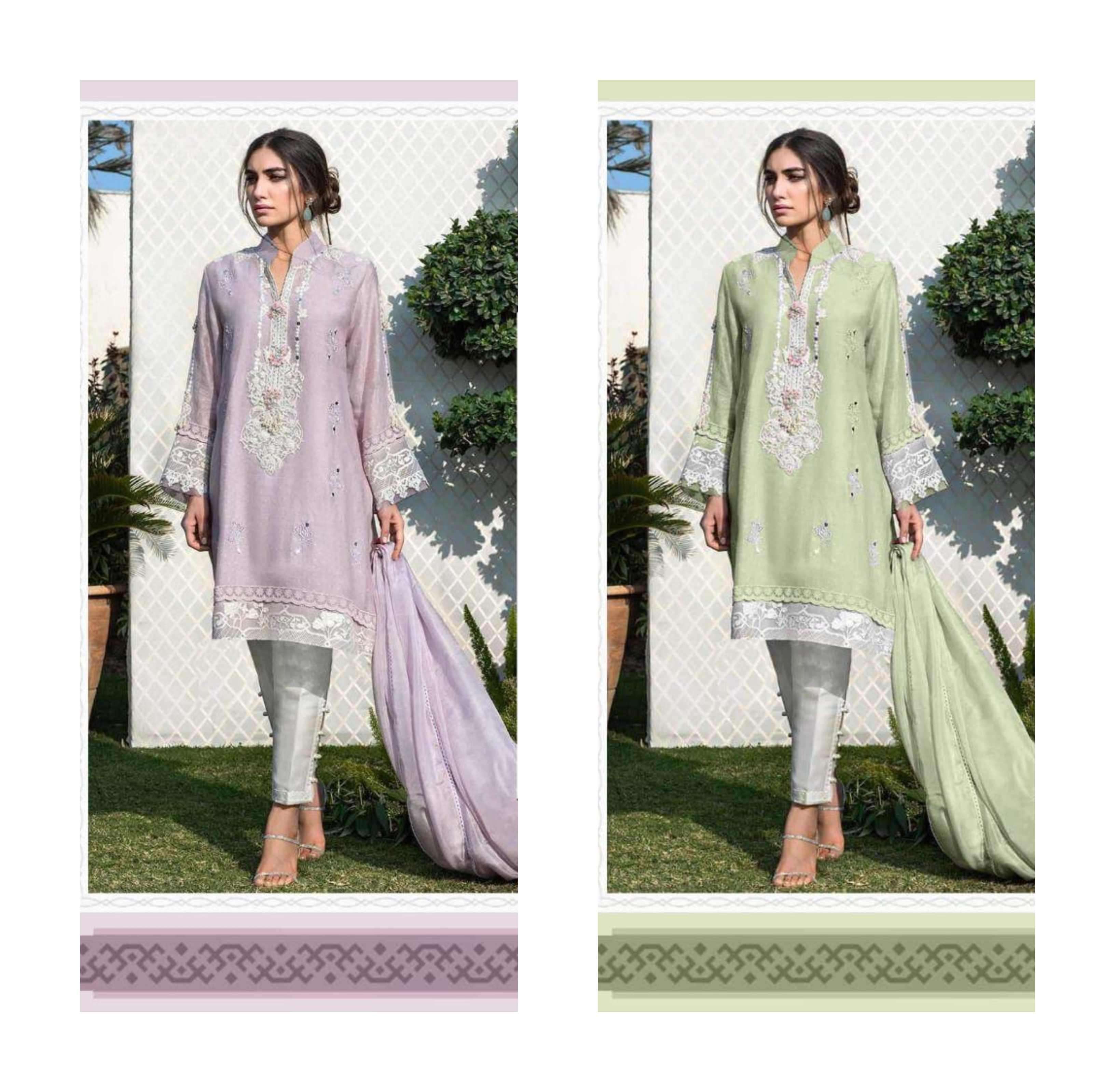 AL FALAH 5001&5002 HITS BY AQSAWHOLESALE FAUX GEORGETTE WORK STITCHED DRESSES