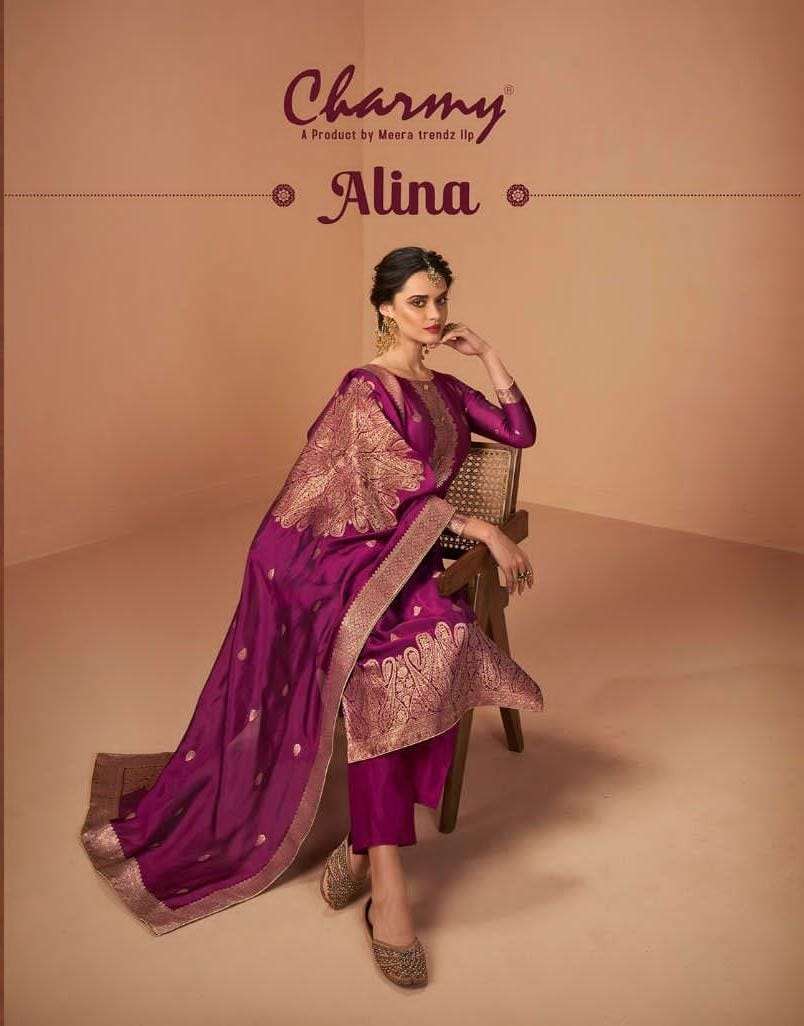 ALINA BY MEERA TRENDZ 4701 TO 4706 SERIES BAMBERG SILK JECQUARD EMBROIDERY WORK DRESSES