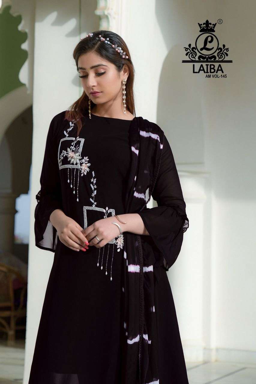 AM VOL-145 BY LAIBA 145-A TO 145-D SERIES PURE GEORGETTE WORK STITCHED DRESSES