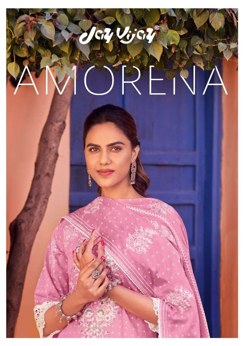 AMORENA BY JAY VIJAY 7781 TO 7788 SERIES COTTON KHADI EMBROIDERY WORK DRESSES