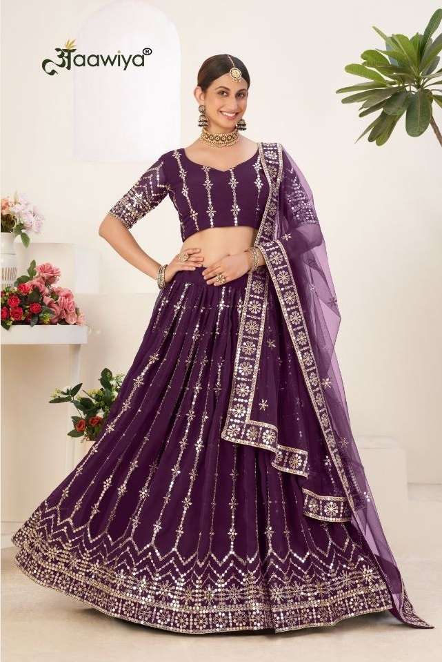 AMRITA VOL-2 BY AAWIYA 3007 TO 3010 SERIES GEORGETTE HEAVY WORK BRIDAL LEHENGAS