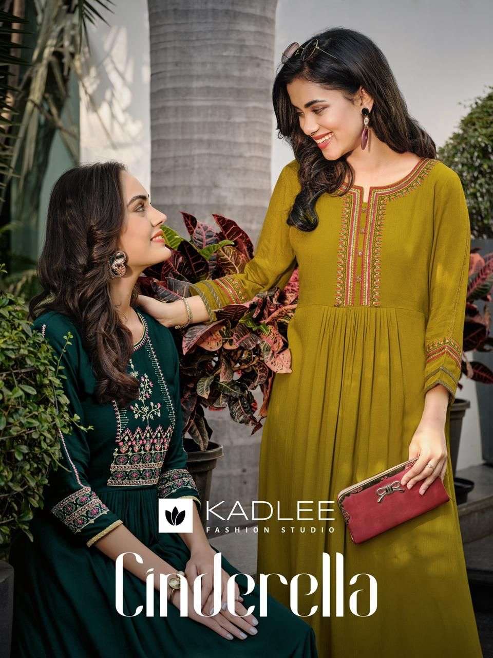 CINDERELLA BY KADLEE 1001 TO 1006 SERIES RAYON WRINKLE WORK KURTIS