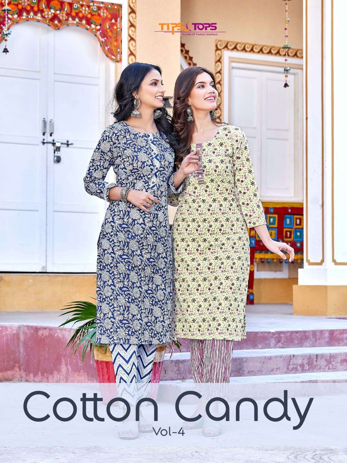 COTTON CANDY VOL-4 BY TIPS & TOPS 1001 TO 1006 SERIES COTTON PRINT KURTI & PANTS