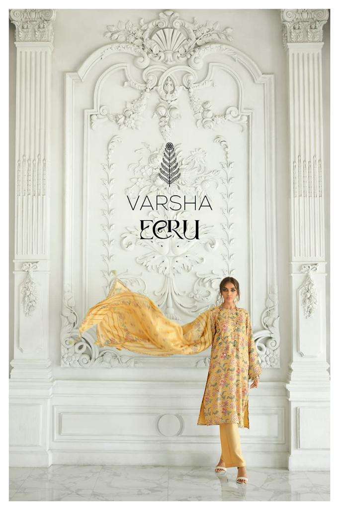 ECRU BY VARSHA 01 TO 04 SERIES COTTON LINEN PRINT WORK DRESSES